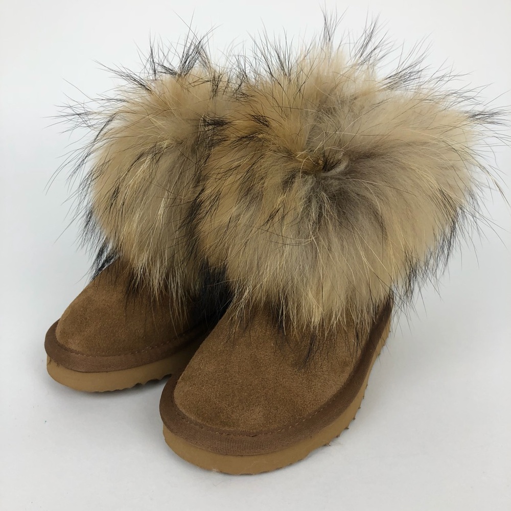 Faux Fur Trimmed Tan Ankle Boots